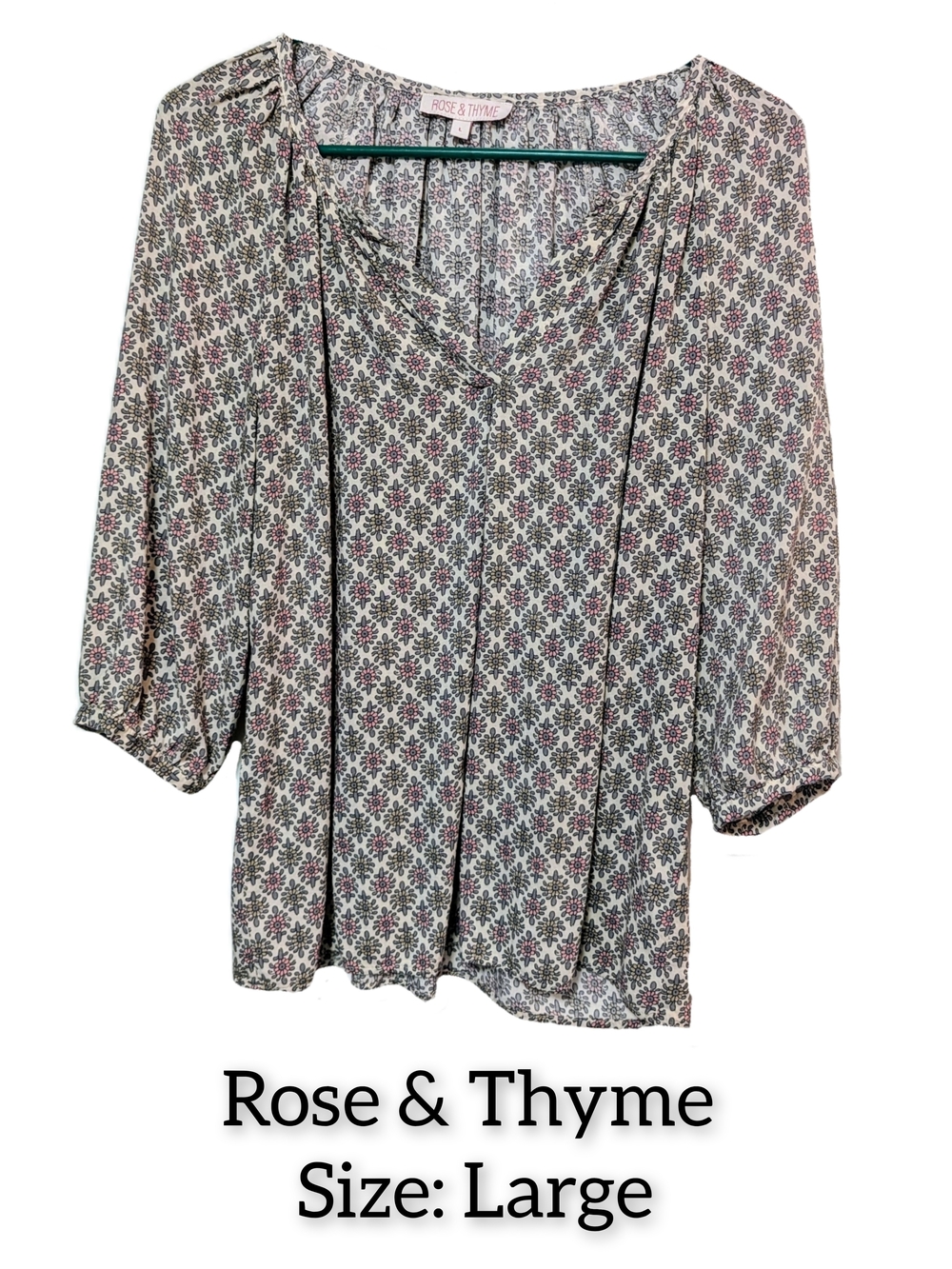 Women's Cream Floral Blouse - Large